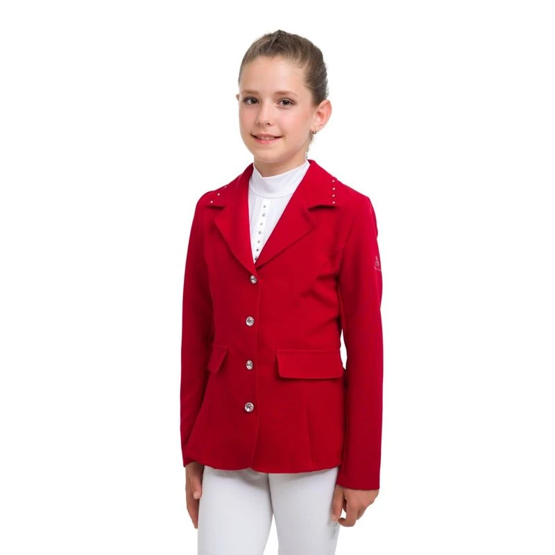 Cavalliera Kids' I Love Crystals Show Jacket - Ruby Red/Silver 1 Cavalliera Kids' I Love Crystals Show Jacket - Ruby Red/Silver