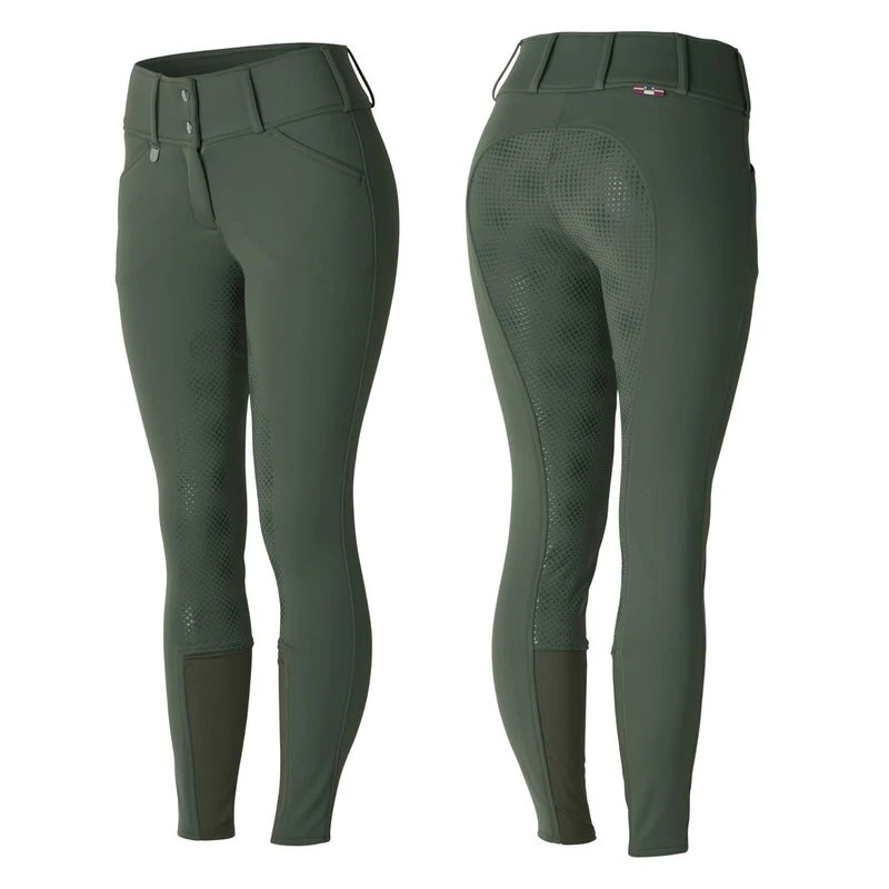 Horze Women's Grand Prix Full Seat Breeches - Thyme Green 1 Horze Women's Grand Prix Full Seat Breeches - Thyme Green