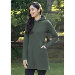 EQL Women's Weekender Fleece Hoodie Dress - Spruce -Horse Rider Wear 582356 800 800