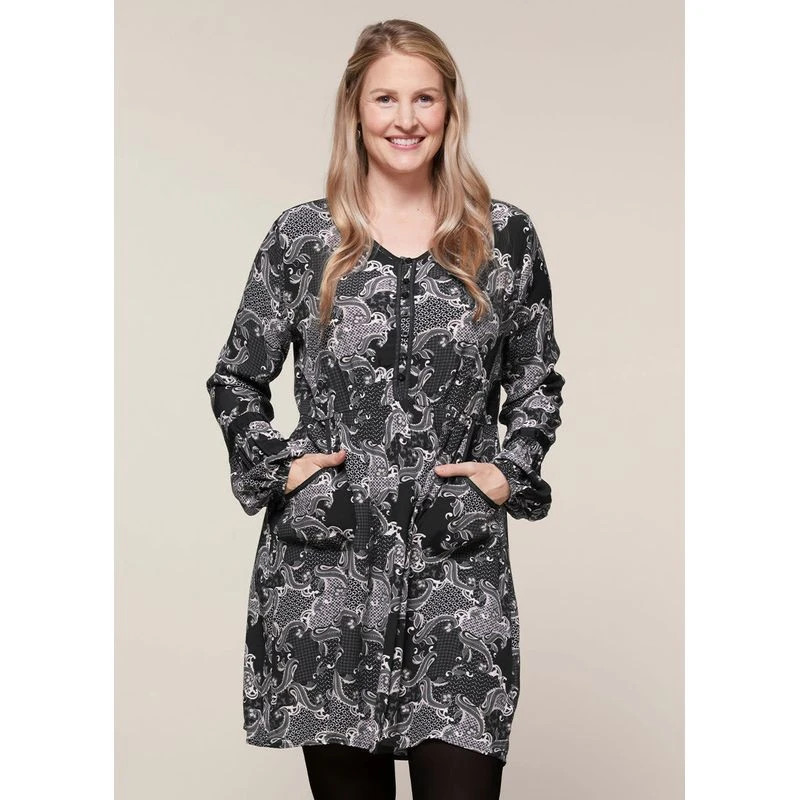EQL Women's Ecovero Boheme Tunic Dress - Black Patchwork Paisley 2 EQL Women's Ecovero Boheme Tunic Dress - Black Patchwork Paisley - Image 2