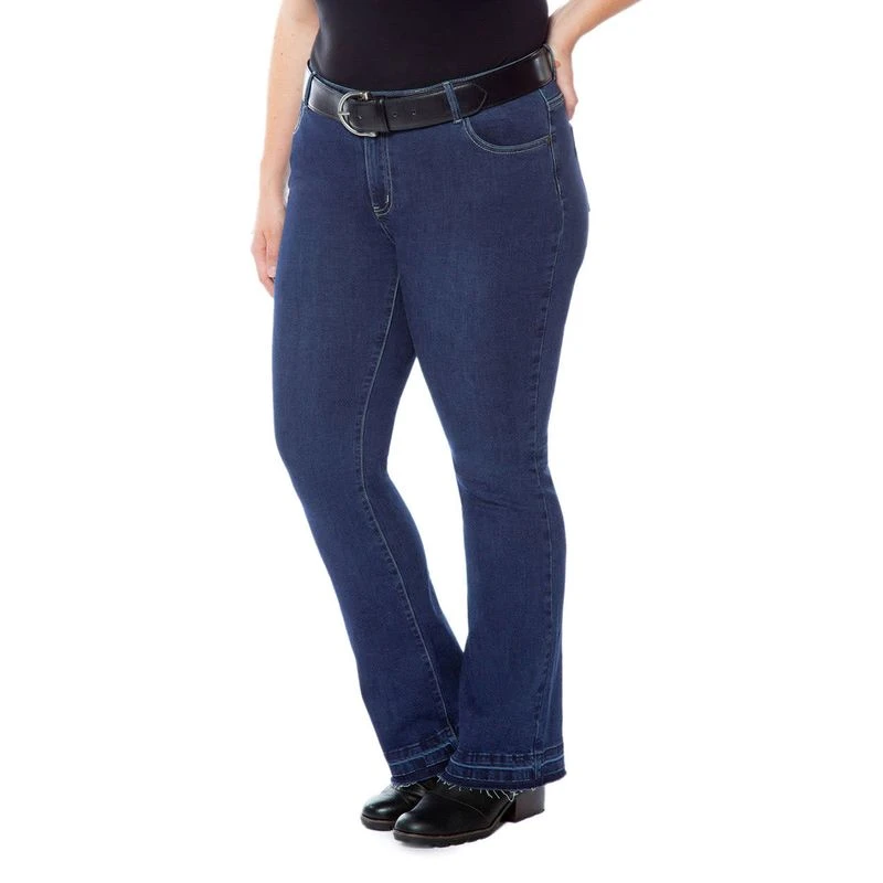EQL Women's In Motion Bootcut Jean W/Raw Hem - Midnight Wash 5 EQL Women's In Motion Bootcut Jean W/Raw Hem - Midnight Wash - Image 5