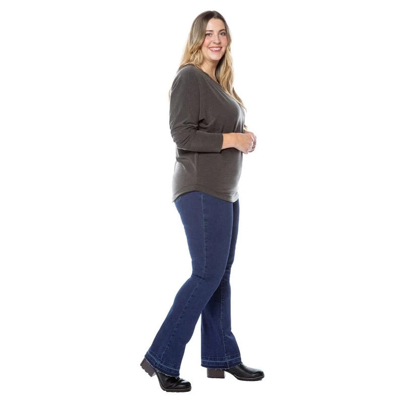 EQL Women's In Motion Bootcut Jean W/Raw Hem - Midnight Wash 7 EQL Women's In Motion Bootcut Jean W/Raw Hem - Midnight Wash - Image 7