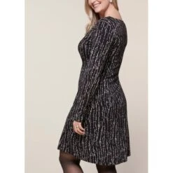 EQL Women's Inspired Scoop Neck Long Sleeve Dress - Black Horseshoe Branches -Horse Rider Wear 585358 800 800