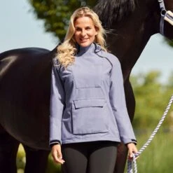 Horze Women's Ayla Waterproof Shell Riding Jacket - Grey Ridge Purple -Horse Rider Wear 586370 800 800