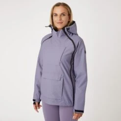 Horze Women's Ayla Waterproof Shell Riding Jacket - Grey Ridge Purple -Horse Rider Wear 586372 800 800