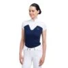 Cavalliera Women's POP Short Sleeve Show Shirt - White/Navy Blue