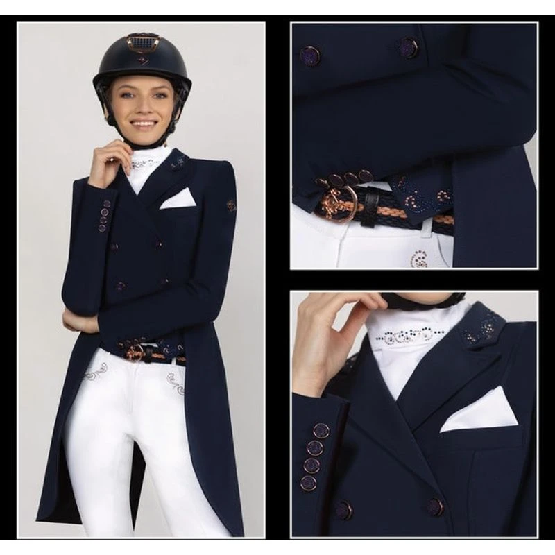 Fair Play Women's Dorothee Rose Gold Shadbelly Coat - Navy 4 Fair Play Women's Dorothee Rose Gold Shadbelly Coat - Navy - Image 4