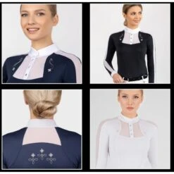 Fair Play Women's Lorella Long Sleeve Competition Shirt - Black/White -Horse Rider Wear 594510 800 800