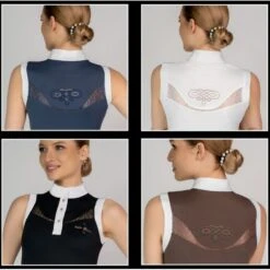 Fair Play Women's Cecile Rose Gold Sleeveless Competition Shirt - Steel Blue -Horse Rider Wear 595041 800 800