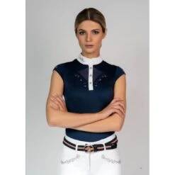 Fair Play Women's Cathrine Rose Gold Sleeveless Competion Shirt - Navy -Horse Rider Wear 595677 800 800