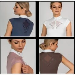 Fair Play Women's Cathrine Rose Gold Sleeveless Competion Shirt - Navy -Horse Rider Wear 595678 800 800