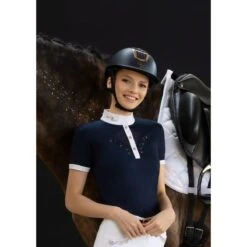 Fair Play Women's Cathrine Rose Gold Short Sleeve Competition Shirt - Black/White -Horse Rider Wear 595853 800 800