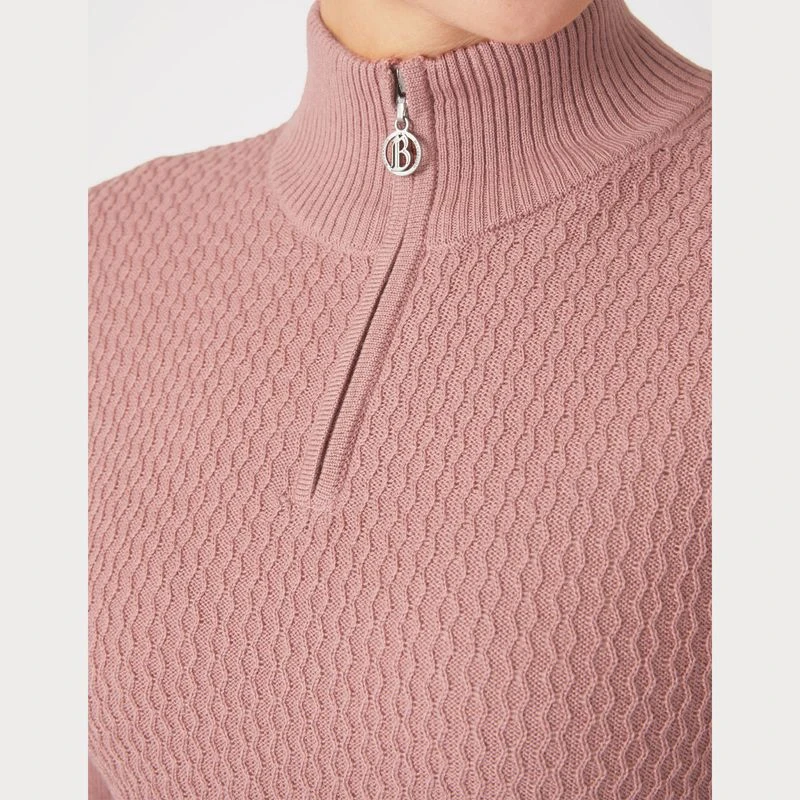 B Vertigo Women's Ruth Knitted 1/4 Zip Sweater - Old Rose 4 B Vertigo Women's Ruth Knitted 1/4 Zip Sweater - Old Rose - Image 4