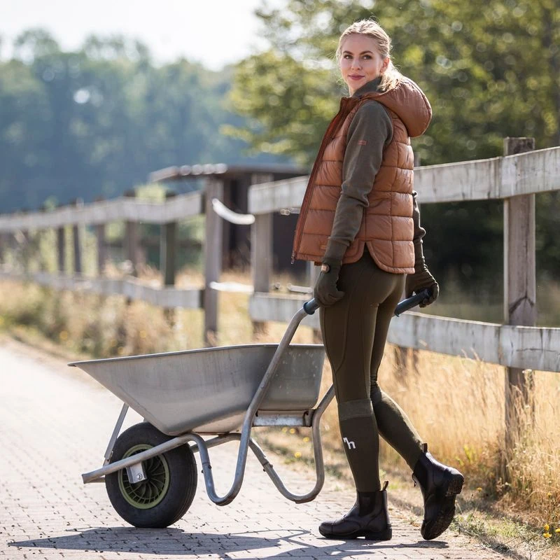 Horze Women's Active Winter Silicone Knee Patch Tights W/ Phone Pocket - Dark Olive 5 Horze Women's Active Winter Silicone Knee Patch Tights W/ Phone Pocket - Dark Olive - Image 5