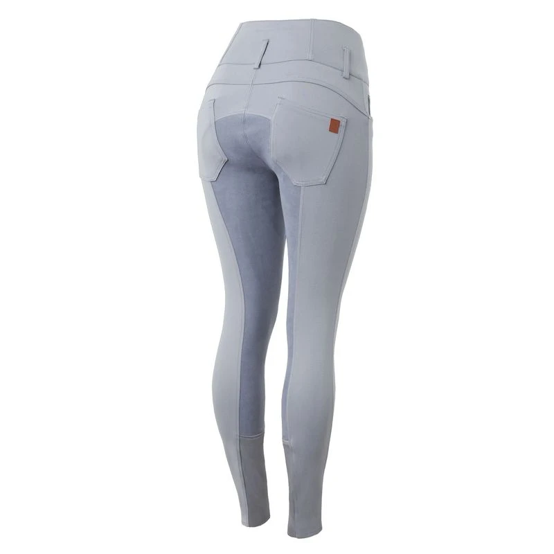 Horze Women's Tara High Waist Breeches Leather Full Seat - Tradewinds Grey 1 Horze Women's Tara High Waist Breeches Leather Full Seat - Tradewinds Grey