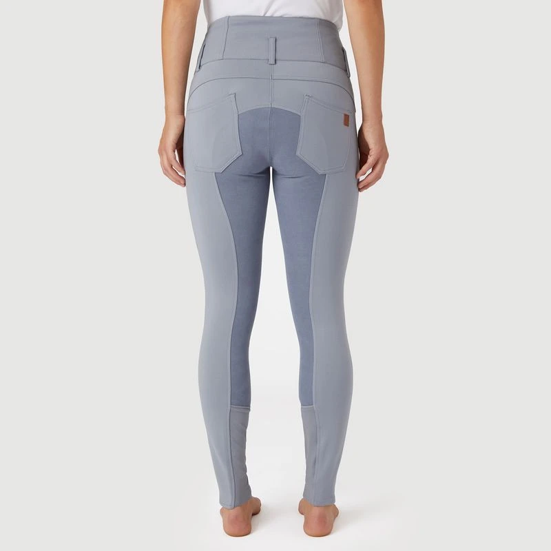 Horze Women's Tara High Waist Breeches Leather Full Seat - Tradewinds Grey 3 Horze Women's Tara High Waist Breeches Leather Full Seat - Tradewinds Grey - Image 3