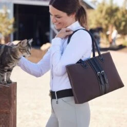 Oughton Half Halt Classic Canvas Handbag - Heritage Brown/Black -Horse Rider Wear 603843 800 800