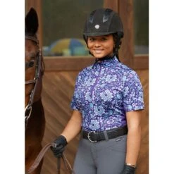 Kerrits Women's Always Cool Print Ice Fil Short Sleeve Shirt - Iris Lucky Paisley/Iris -Horse Rider Wear 609149 800 800