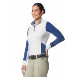 Kerrits Women's Affinity Long Sleeve Show Shirt - True Blue/Iron Bouquet -Horse Rider Wear 610534 800 800