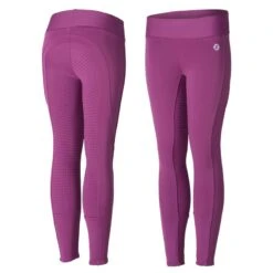 Horze Kids' Active Silicone Full Seat Winter Tights - Arty Purple