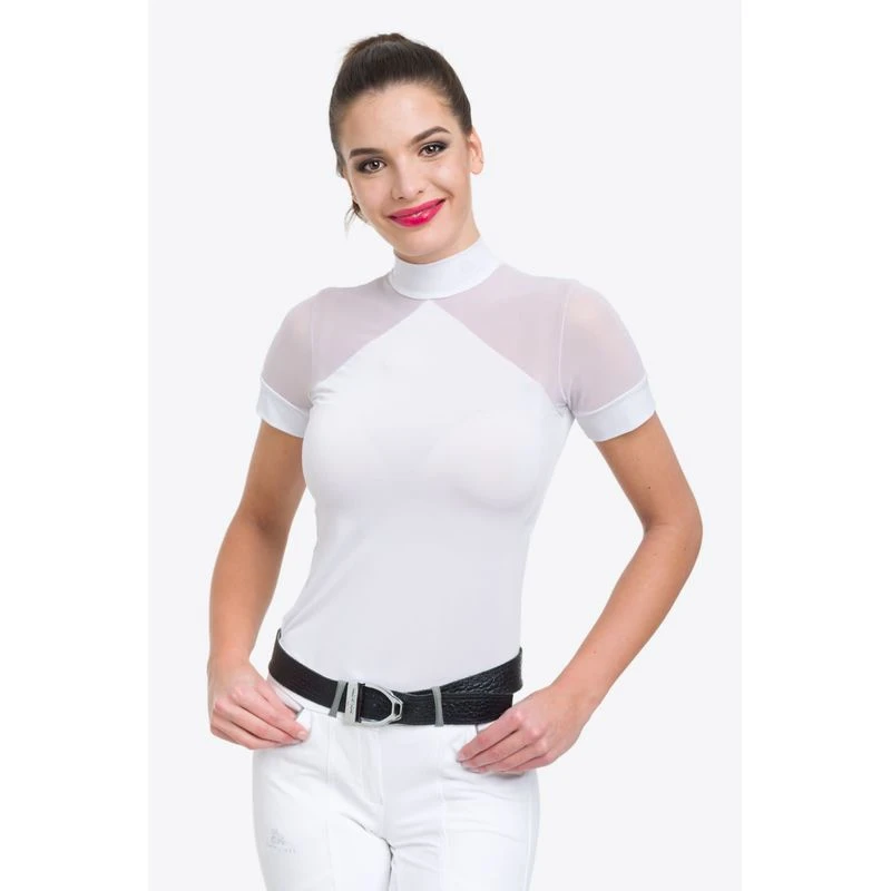Cavalliera Women's Marielle Short Sleeve Show Shirt - White/White 1 Cavalliera Women's Marielle Short Sleeve Show Shirt - White/White