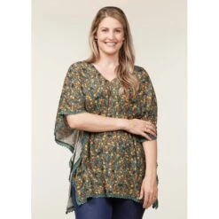 EQL Women's Daydream Gauze Tunic - Cypress Hoofprint Meadow -Horse Rider Wear 644604 800 800