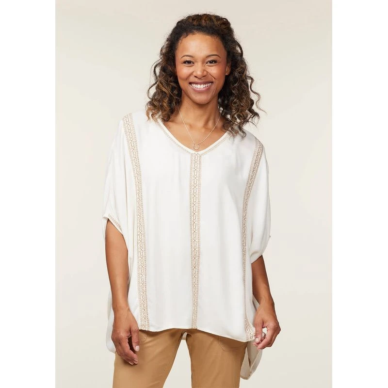 EQL Women's Embroidered EQ Stripe Top - Soft White 2 EQL Women's Embroidered EQ Stripe Top - Soft White - Image 2