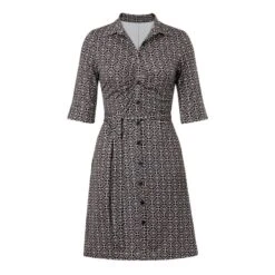 EQL Women's Belted Knit Dress - Black Bit Geo -Horse Rider Wear 644679 800 800