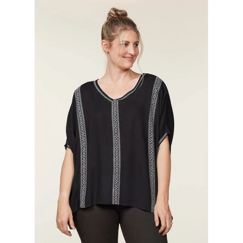 EQL Women's Embroidered EQ Stripe Top - Black 2 EQL Women's Embroidered EQ Stripe Top - Black - Image 2