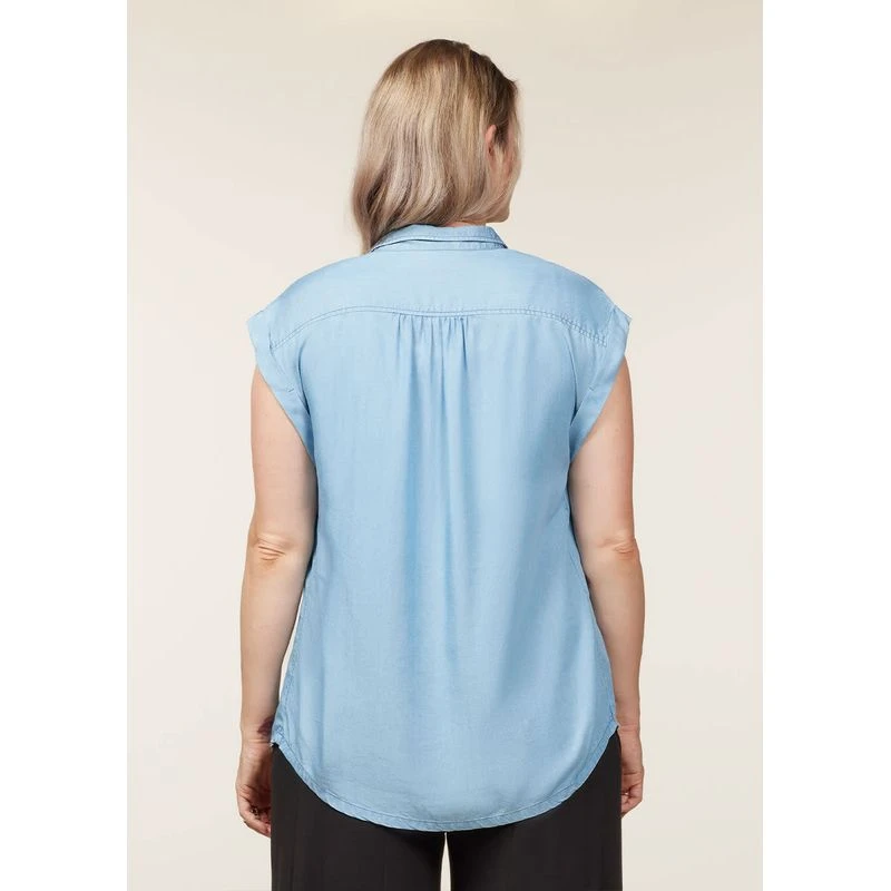 EQL Women's Tencel Rolled Cuff Shirt - Chambray 4 EQL Women's Tencel Rolled Cuff Shirt - Chambray - Image 4