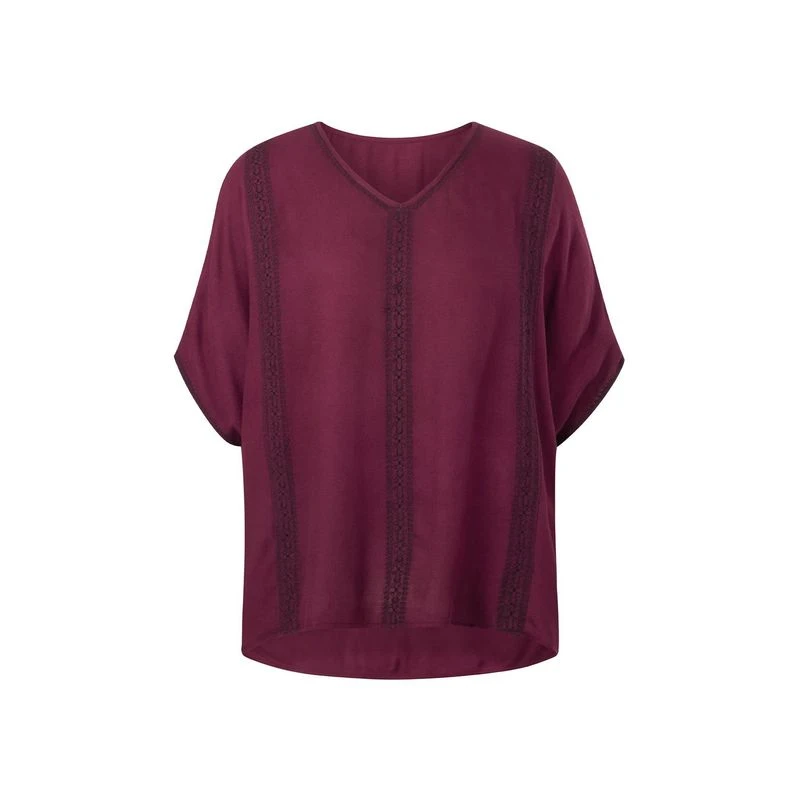 EQL Women's Embroidered EQ Stripe Top - Sangria 1 EQL Women's Embroidered EQ Stripe Top - Sangria