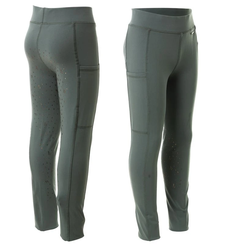 Horze Kids' Valeria Full Seat Tights - Goblin Blue 1 Horze Kids' Valeria Full Seat Tights - Goblin Blue