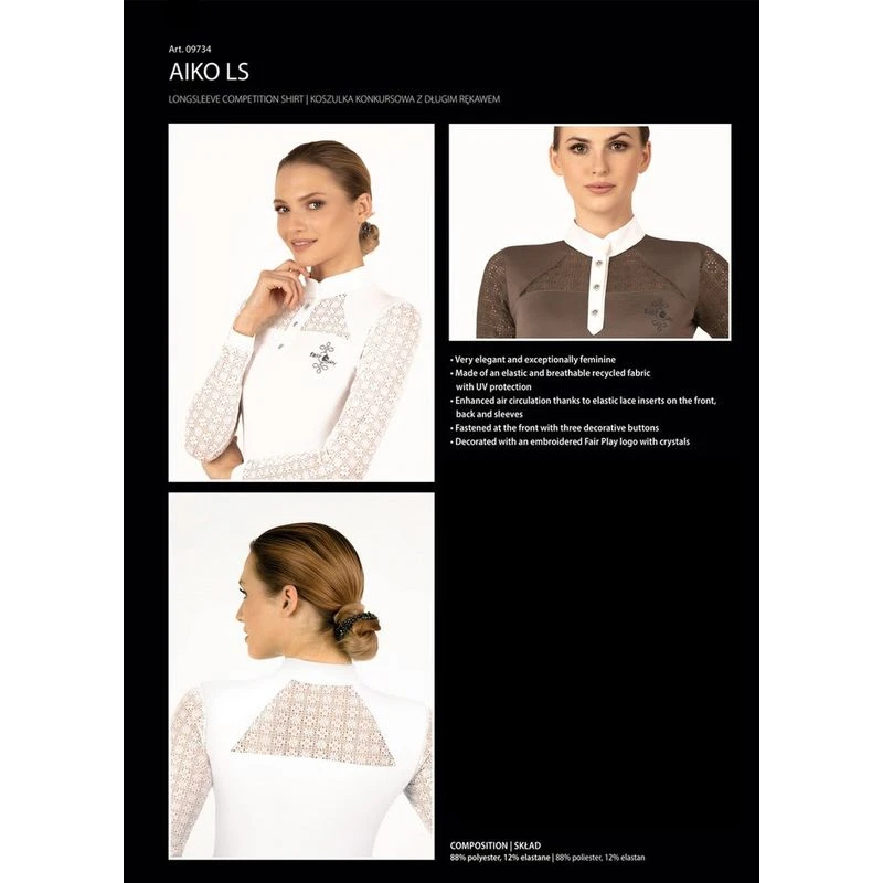 Fair Play Women's Aiko Long Sleeve Competition Shirt - Navy 3 Fair Play Women's Aiko Long Sleeve Competition Shirt - Navy - Image 3