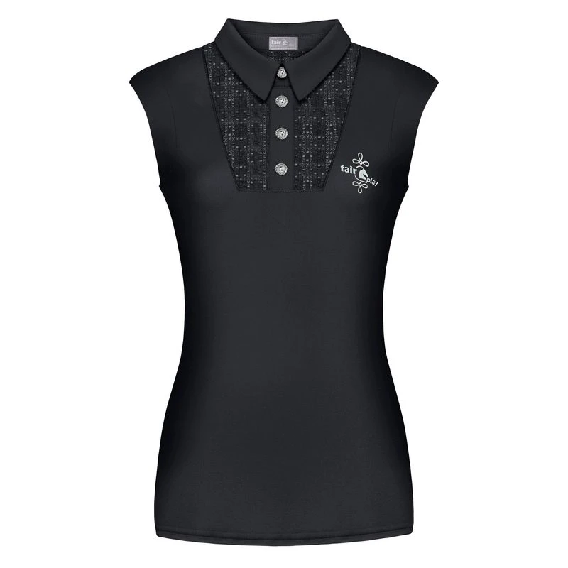 Fair Play Women's Alina Sleeveless Polo Shirt - Black 1 Fair Play Women's Alina Sleeveless Polo Shirt - Black