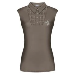 Fair Play Women's Alina Sleeveless Polo Shirt - Taupe Grey