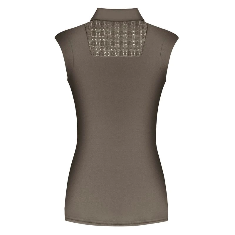 Fair Play Women's Alina Sleeveless Polo Shirt - Taupe Grey 2 Fair Play Women's Alina Sleeveless Polo Shirt - Taupe Grey - Image 2