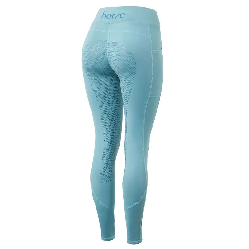 Horze Women's High Waist Full Seat Tights W/Phone Pocket - Artic Light Blue 1 Horze Women's High Waist Full Seat Tights W/Phone Pocket - Artic Light Blue