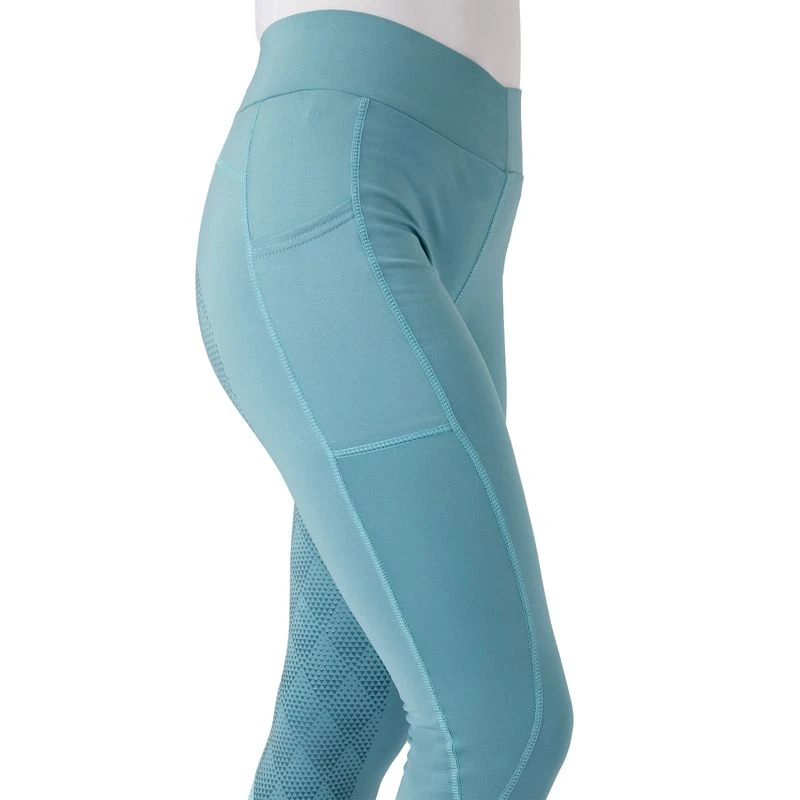 Horze Women's High Waist Full Seat Tights W/Phone Pocket - Artic Light Blue 2 Horze Women's High Waist Full Seat Tights W/Phone Pocket - Artic Light Blue - Image 2