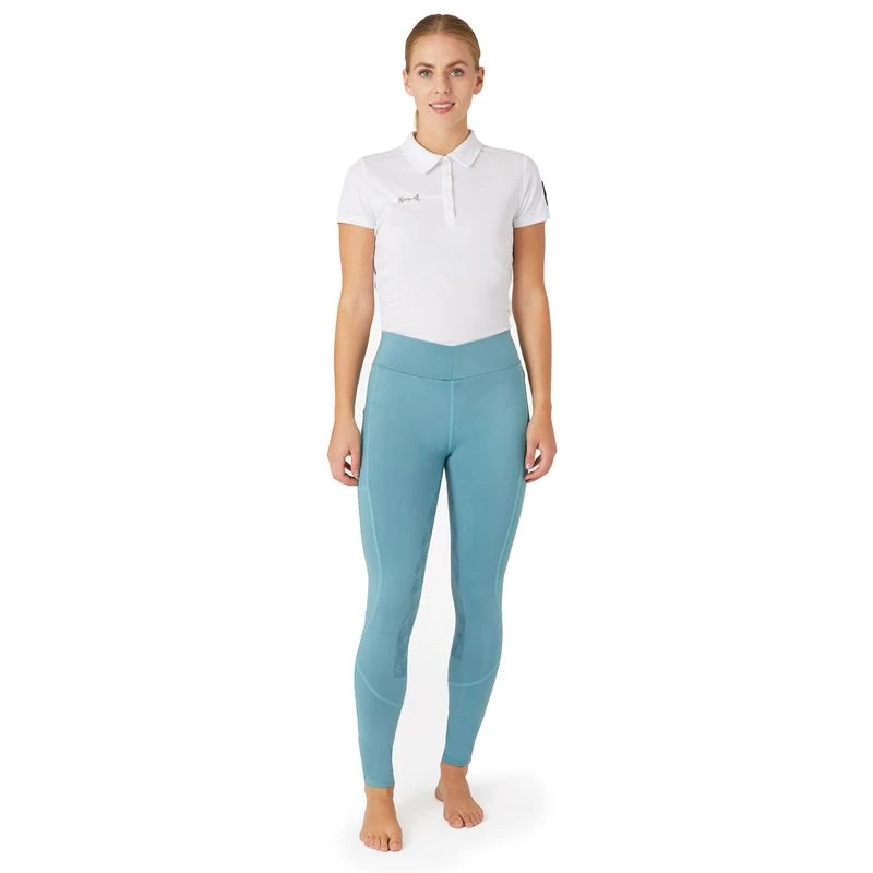 Horze Women's High Waist Full Seat Tights W/Phone Pocket - Artic Light Blue 3 Horze Women's High Waist Full Seat Tights W/Phone Pocket - Artic Light Blue - Image 3