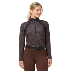 Kerrits Women's Rail Side Quarter Zip Tech Top - Leather Snaffle Harmony -Horse Rider Wear 681444 800 800