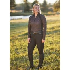 Kerrits Women's Rail Side Quarter Zip Tech Top - Leather Snaffle Harmony -Horse Rider Wear 681446 800 800
