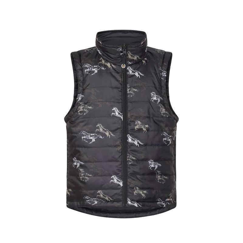 Kerrits Kids' Pony Tracks Reversible Quilted Vest - Black Run Free/Black 2 Kerrits Kids' Pony Tracks Reversible Quilted Vest - Black Run Free/Black - Image 2