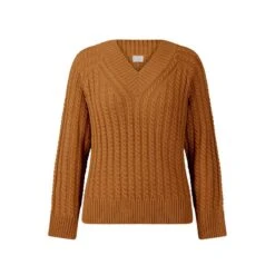 EQL Women's Brittany Cable Knit V-Neck Sweater - Spice