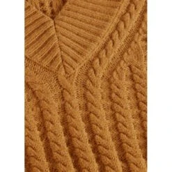 EQL Women's Brittany Cable Knit V-Neck Sweater - Spice -Horse Rider Wear 694399 800 800