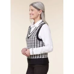 EQL Women's Houndstooth Sweater Vest - Black/Soft White 9 EQL Women's Houndstooth Sweater Vest - Black/Soft White -Horse Rider Wear 694433 800 800