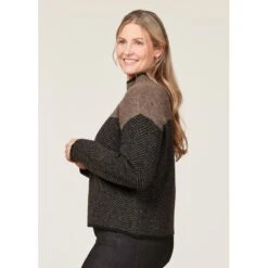 EQL Women's Funnel Neck Herringbone Sweater - Truffle -Horse Rider Wear 694740 800 800