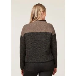 EQL Women's Funnel Neck Herringbone Sweater - Truffle -Horse Rider Wear 694741 800 800