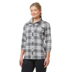 Kerrits Women's Not Just A Barn Shirt - Peppercorn Plaid -Horse Rider Wear 694838 800 800
