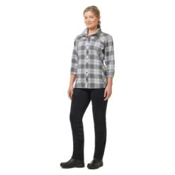Kerrits Women's Not Just A Barn Shirt - Peppercorn Plaid -Horse Rider Wear 694841 800 800