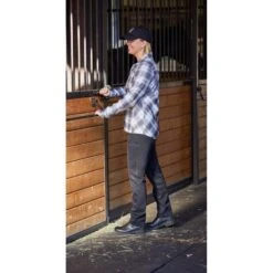 Kerrits Women's Not Just A Barn Shirt - Peppercorn Plaid -Horse Rider Wear 694843 800 800